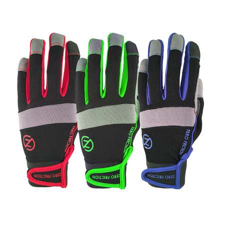 ZERO FRICTION Ultra Suede Universal-Fit Work Glove (Red, Lime, Blue) WG110000